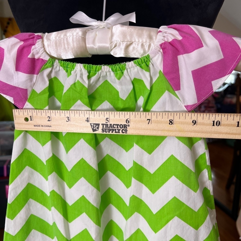 HELENES CLOSET CHEVRON PRINT DRESS MONOGRAMMED “AVA” - Picture 5 of 8